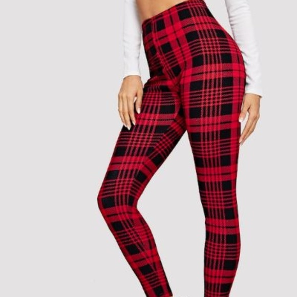 Buffalo Red Plaid Skinny Leggings - Picture 2 of 4